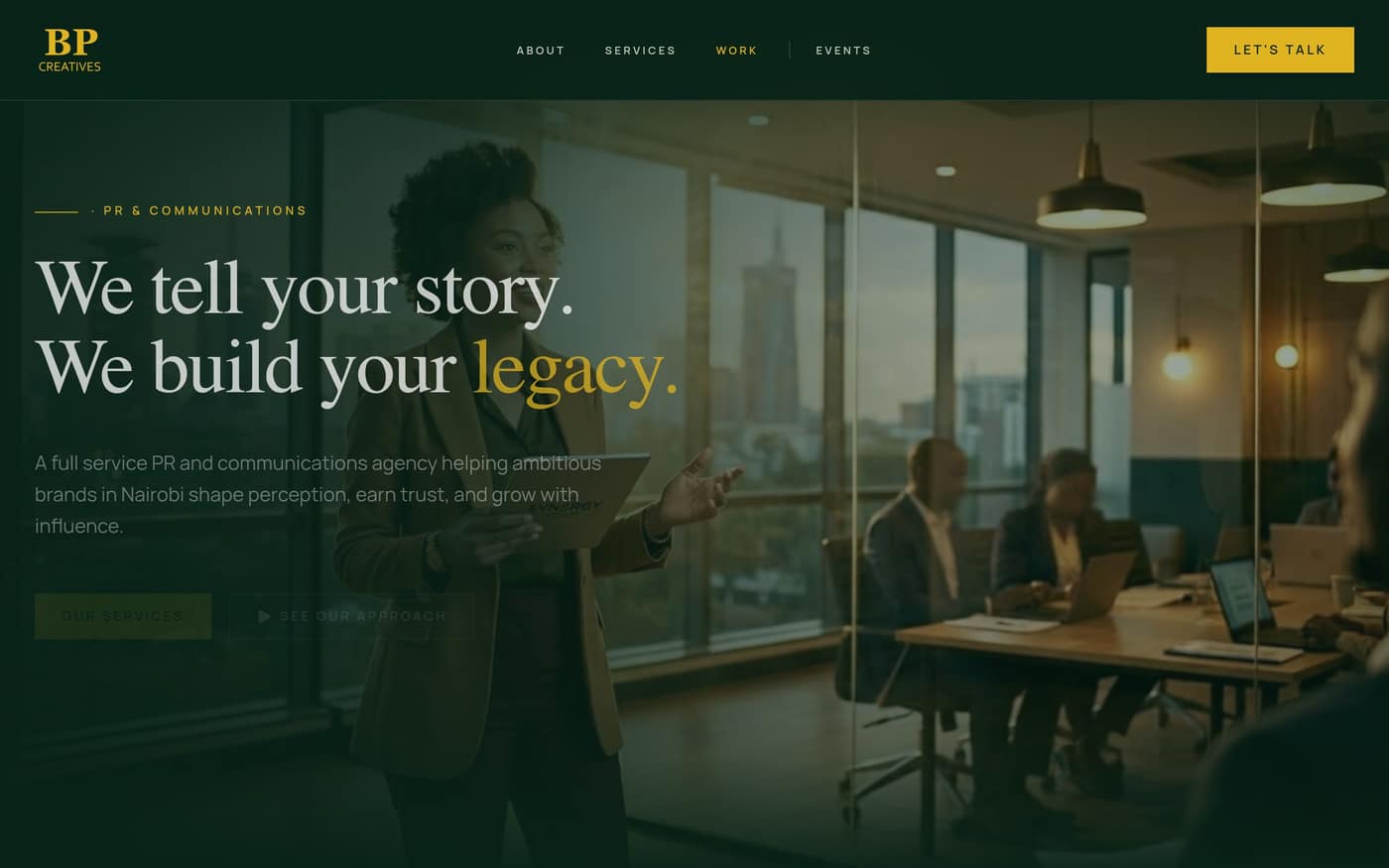 BP Creatives: A PR firm’s public site, built to the standard they sell.